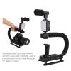 Handheld Video Camera Stabilizer, Portable U Shaped Bracket with LED Light Microphone, Prevent Shaking When, for SLR Camera, Mobile Phone, Digital Camera, Video Recorder view 3
