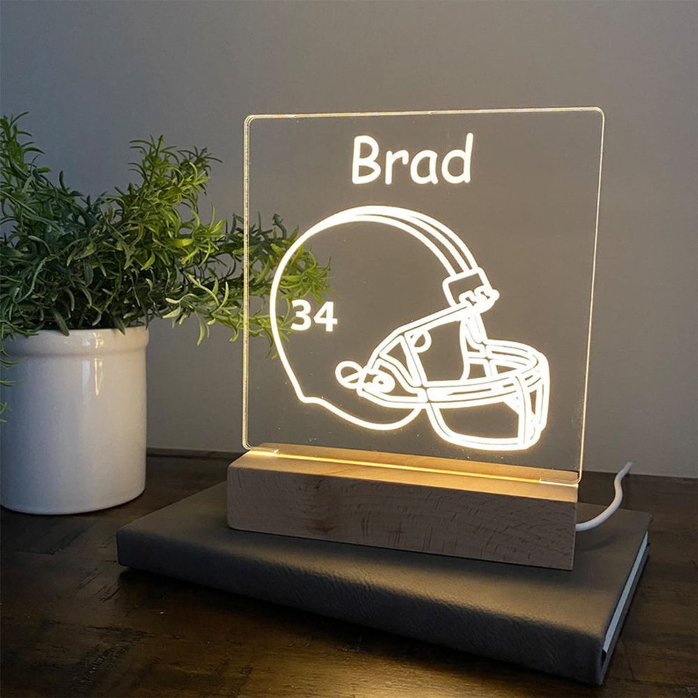 Football Personalized Night Light - Nursery Lamp, Creative Kids Bedroom Bedside Decoration for Boys & Girls, Baby Birthday Present