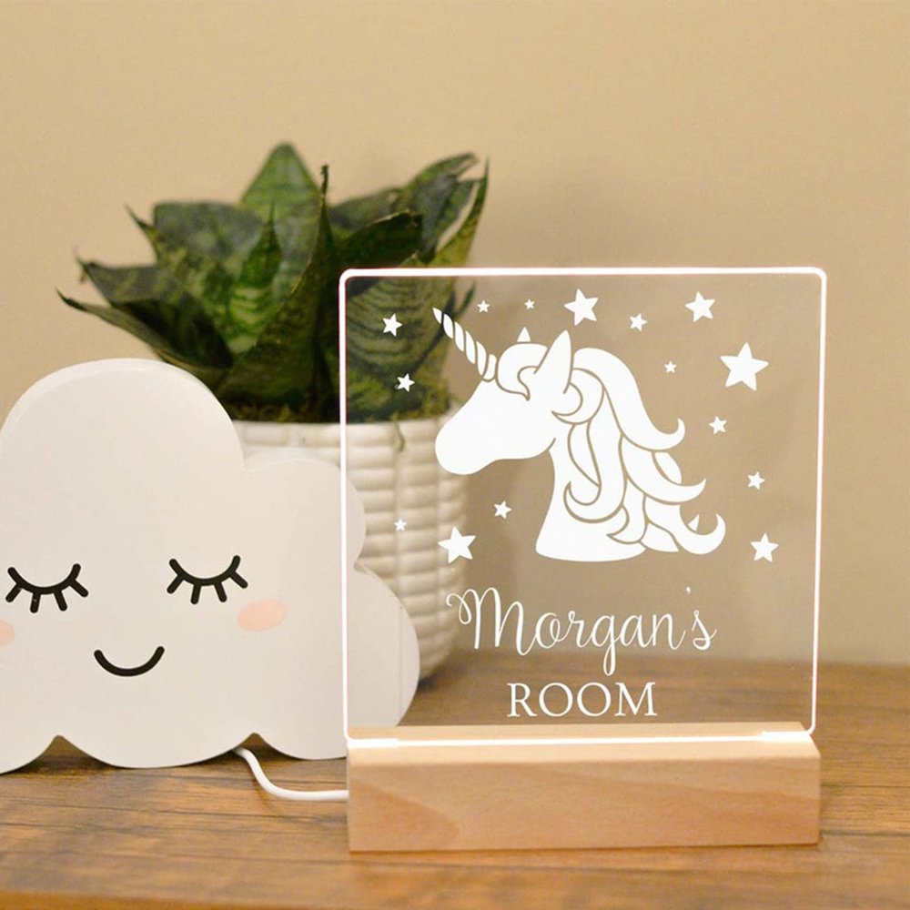 Chopie Unicorn Personalized Night Light, Kids Bedroom Nursery Gift, Creative Bedside Lamp Decoration for Boys & Girls