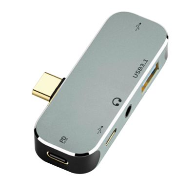 5 in 1 Mini HUB Type C Hub Hot Swappable 10Gbps 100W Type c Expansion Dock Type C to PD+Type C+AUX+USB3.1+AUX+USB2.0 Hub for for Android for OS X