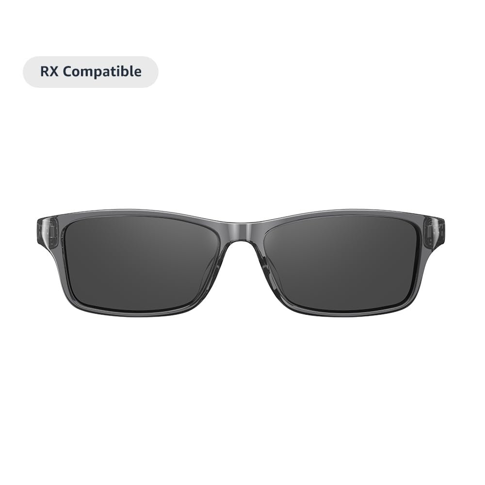 Amazon Echo Frames (newest model), Smart glasses with Alexa+ Early Access, Modern Rectangle frames in Charcoal Gray with polarized sunglass lenses