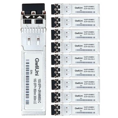 10Pcs Multi-Mode 10G SFP+ Fiber Module Network Transceiver, SR MM850nm 300m, Duplex LC for Switch, Router, Firewall, Network Card, Media Converter etc
