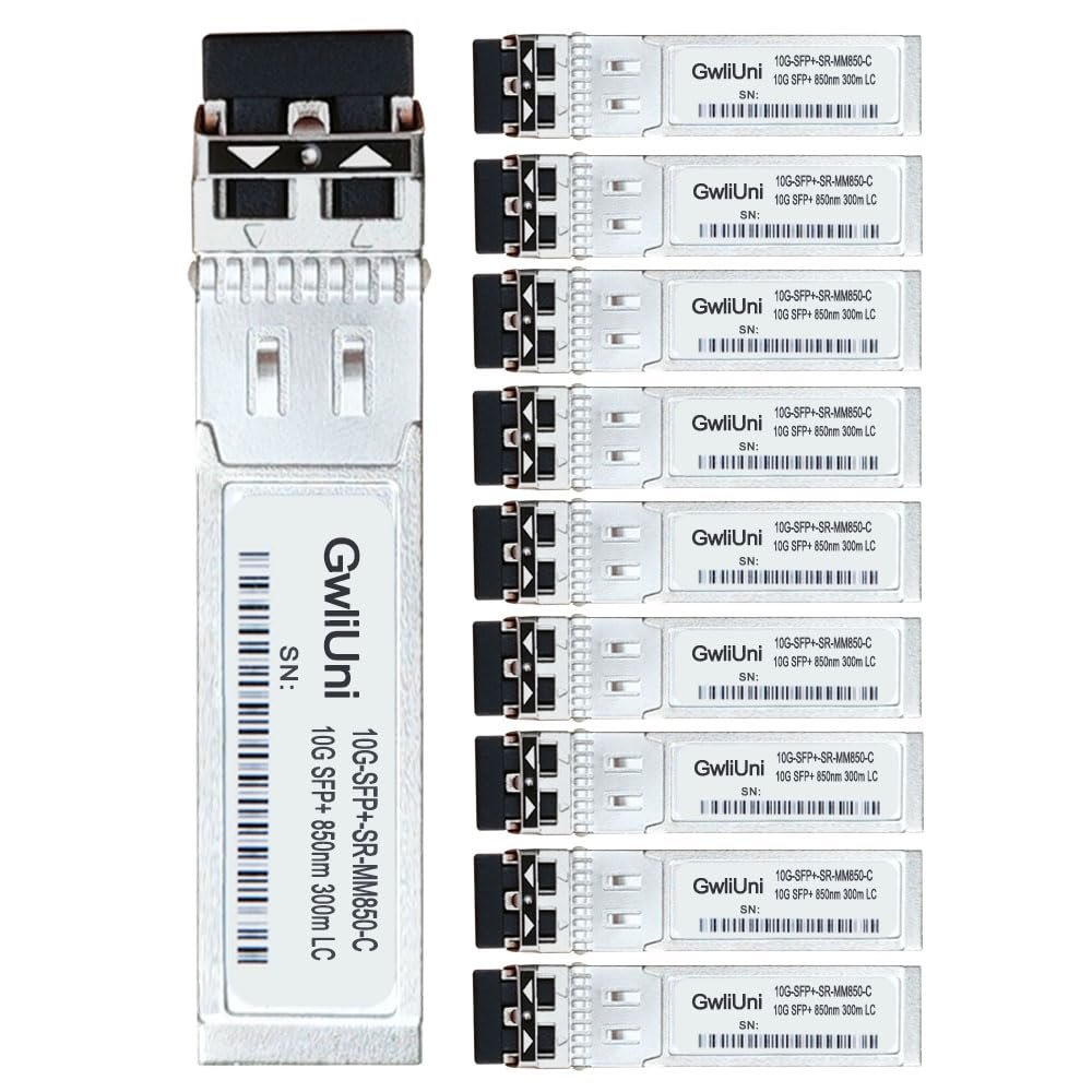 10Pcs Multi-Mode 10G SFP+ Fiber Module Network Transceiver, SR MM850nm 300m, Duplex LC for Switch, Router, Firewall, Network Card, Media Converter etc