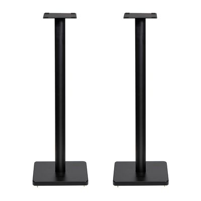 Fluance Floor Speaker Stands for Surround Sound and Bookshelf Speakers with Solid Construction, Adjustable Floor Spikes, Rubber Isolation Feet, Cable Management, Square Base - Matte Black/Pair (SS05S)