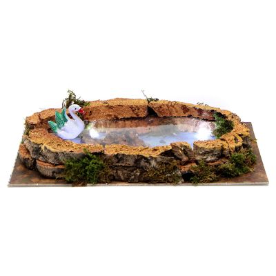 Holyart Bridges, Streams and Fences for Nativity Scene: Lake with swan and Lights for Nativity Scene 5x20x10 cm