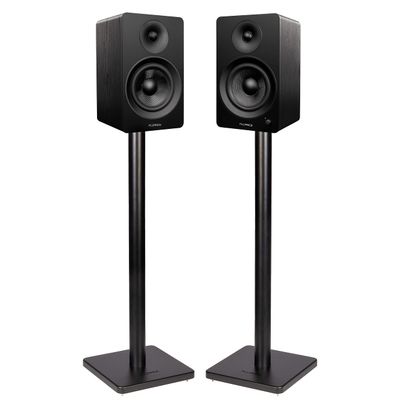 Fluance Ai61 Powered 2-Way 2.0 Stereo Bookshelf Speakers with Speaker Stands 6.5" Drivers 120W Amplifier for Turntable Bluetooth 5 Wireless Music Streaming - RCA Optical USB & Sub Out (Black Ash)