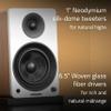 Fluance Ai61 Powered 2-Way 2.0 Stereo Bookshelf Speakers with Speaker Stands 6.5" Drivers 120W Amplifier for Turntable Bluetooth 5 Wireless Music Streaming - RCA Optical USB & Sub Out (Natural Walnut) view 3