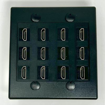 RiteAV 12 Port Flat Dual 2 Gang HDMI Wall Plate - Black