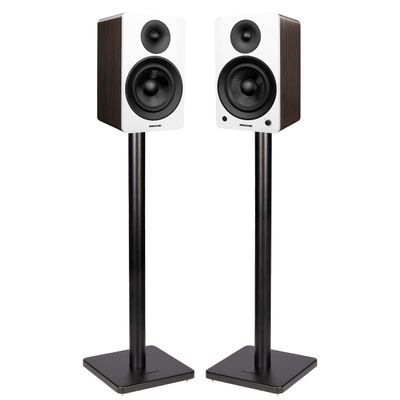 Fluance Ai61 Powered 2-Way 2.0 Stereo Bookshelf Speakers with Speaker Stands 6.5" Drivers 120W Amplifier for Turntable Bluetooth 5 Wireless Music Streaming - RCA Optical USB & Sub Out (White Walnut)