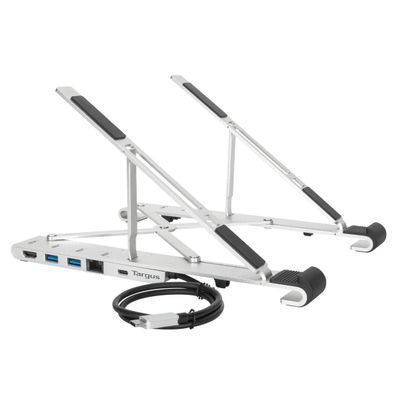 Targus USB-C Portable Stand with HDMI, Integrated 2 x Powered USB-A Ports, Ethernet - Silver (AWU100005GL)