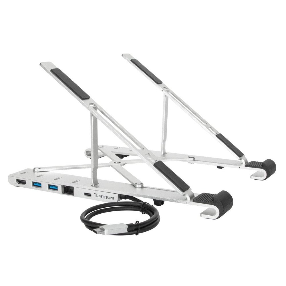 Targus USB-C Portable Stand with HDMI, Integrated 2 x Powered USB-A Ports, Ethernet - Silver (AWU100005GL)