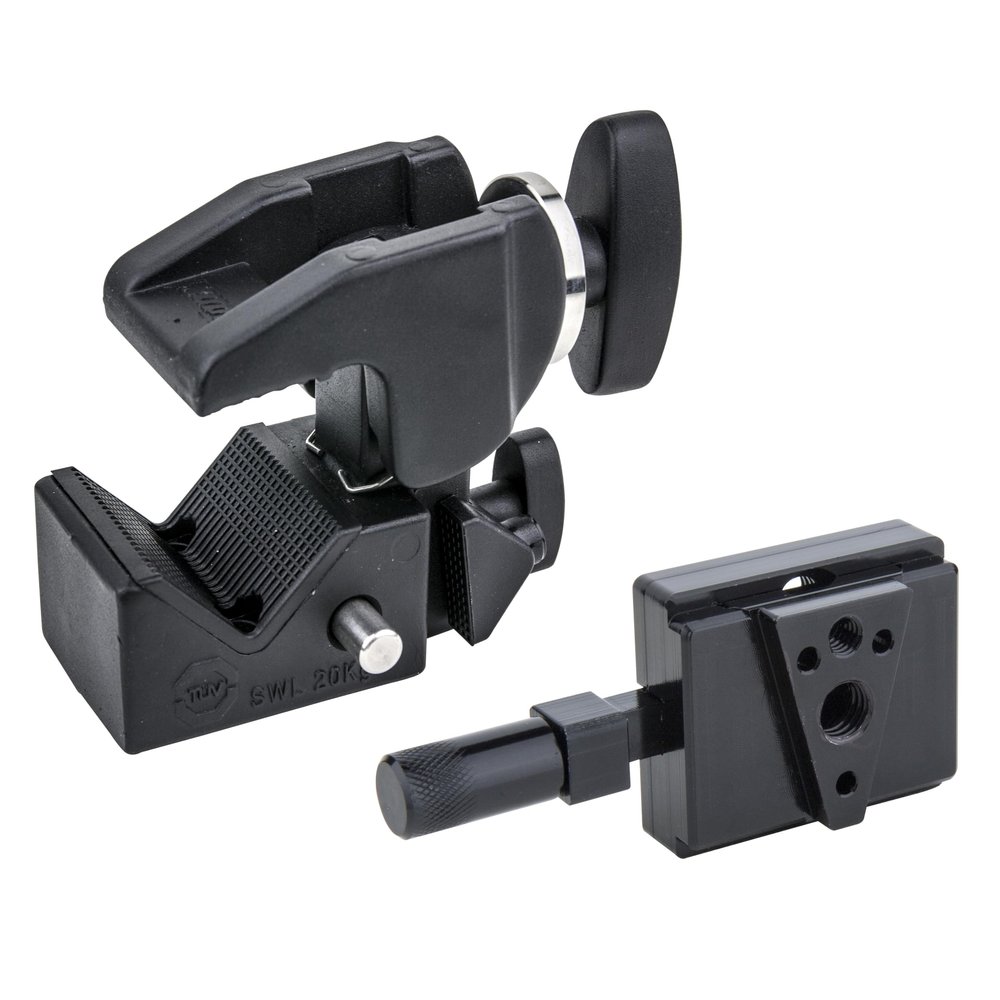 Kupo Super Convi Clamp with V-Lock Set Complete All-in-One Mounting System with V-Lock Base Extension Handle and Wedge for Photography and Video Rigging Applications (KG705411)