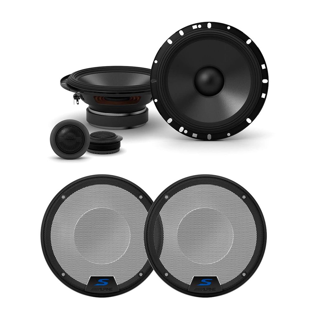 Alpine S-S65C 6.5" Component Speakers with KTE-S65G 6.5" Speaker Grills