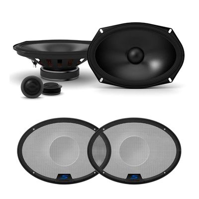 Alpine S-S69C 6x9 Component Speakers with KTE-S69G 6x9 Speaker Grills