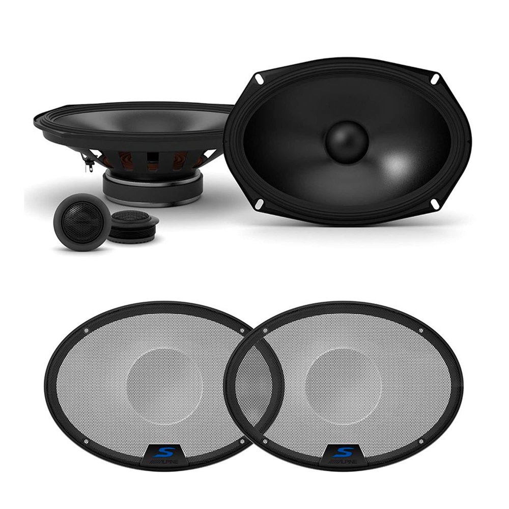 Alpine S-S69C 6x9 Component Speakers with KTE-S69G 6x9 Speaker Grills
