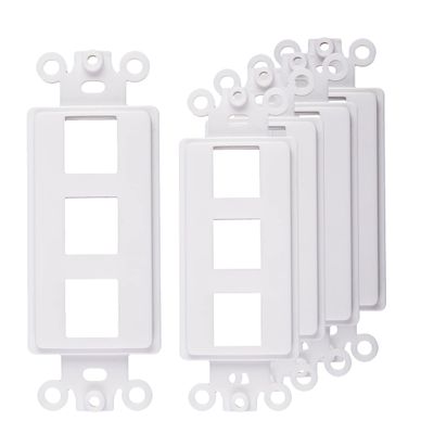 3-Port Decorator Keystone Insert, Wall Plate Adapter, 3 Port, 5 Pack White