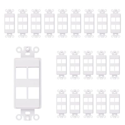 4-Port Decorator Keystone Insert, Wall Plate Adapter, 4 Port, 20 Pack White