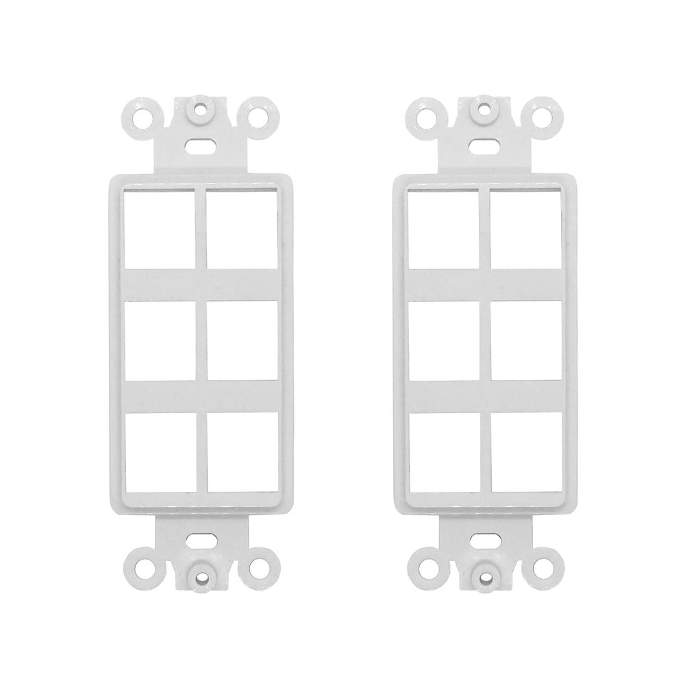 Chaosss &. 6-Port Decorator Keystone Insert, Wall Plate Adapter, 6 Port, 2 Pack White