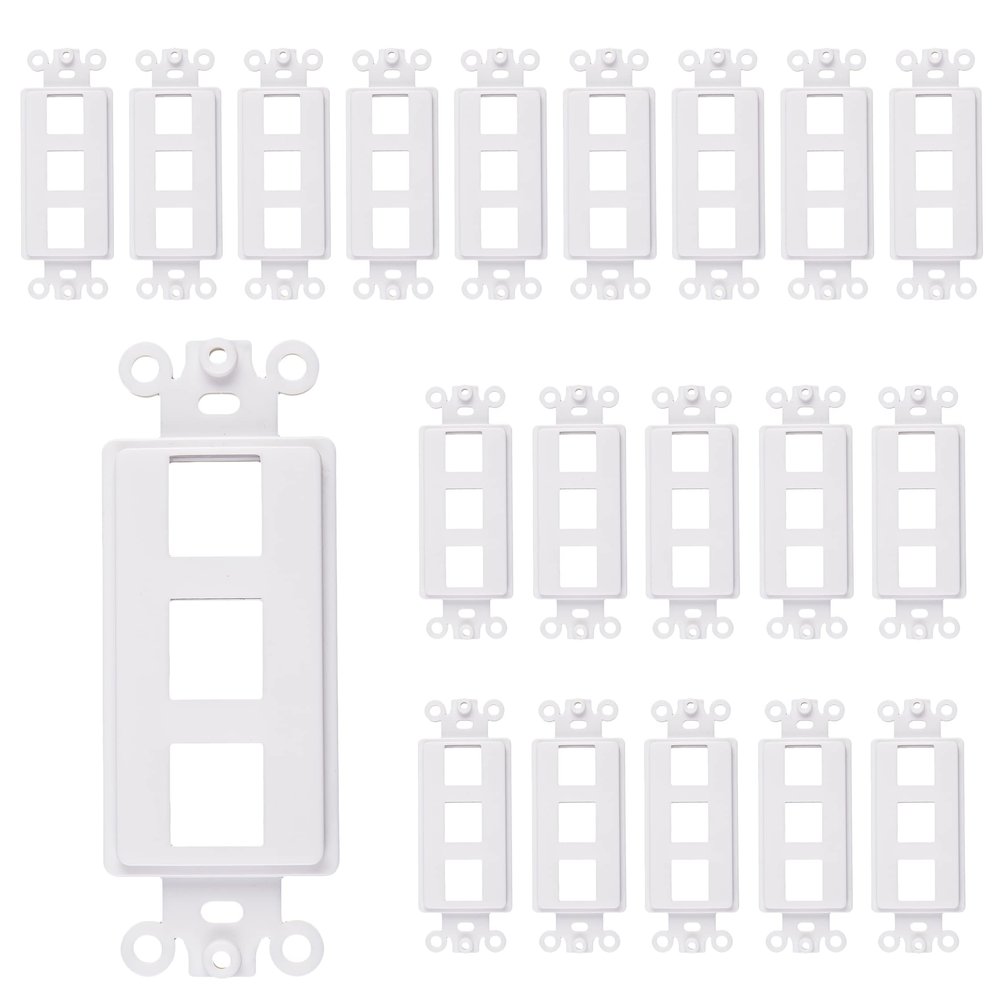 Chaosss &. 3-Port Decorator Keystone Insert, Wall Plate Adapter, 3 Port, 20 Pack White