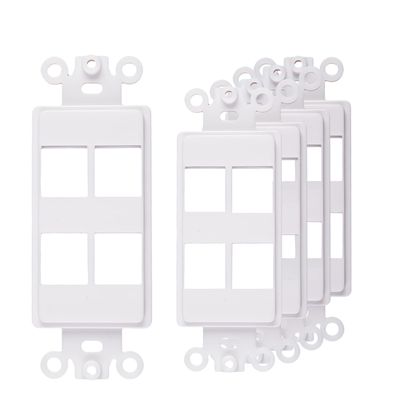 4-Port Decorator Keystone Insert, Wall Plate Adapter, 4 Port, 5 Pack White