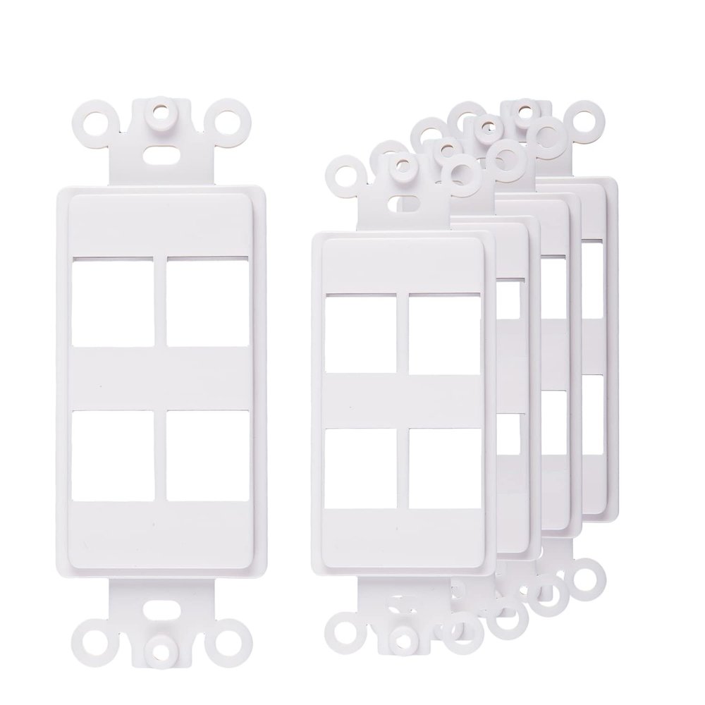 4-Port Decorator Keystone Insert, Wall Plate Adapter, 4 Port, 5 Pack White