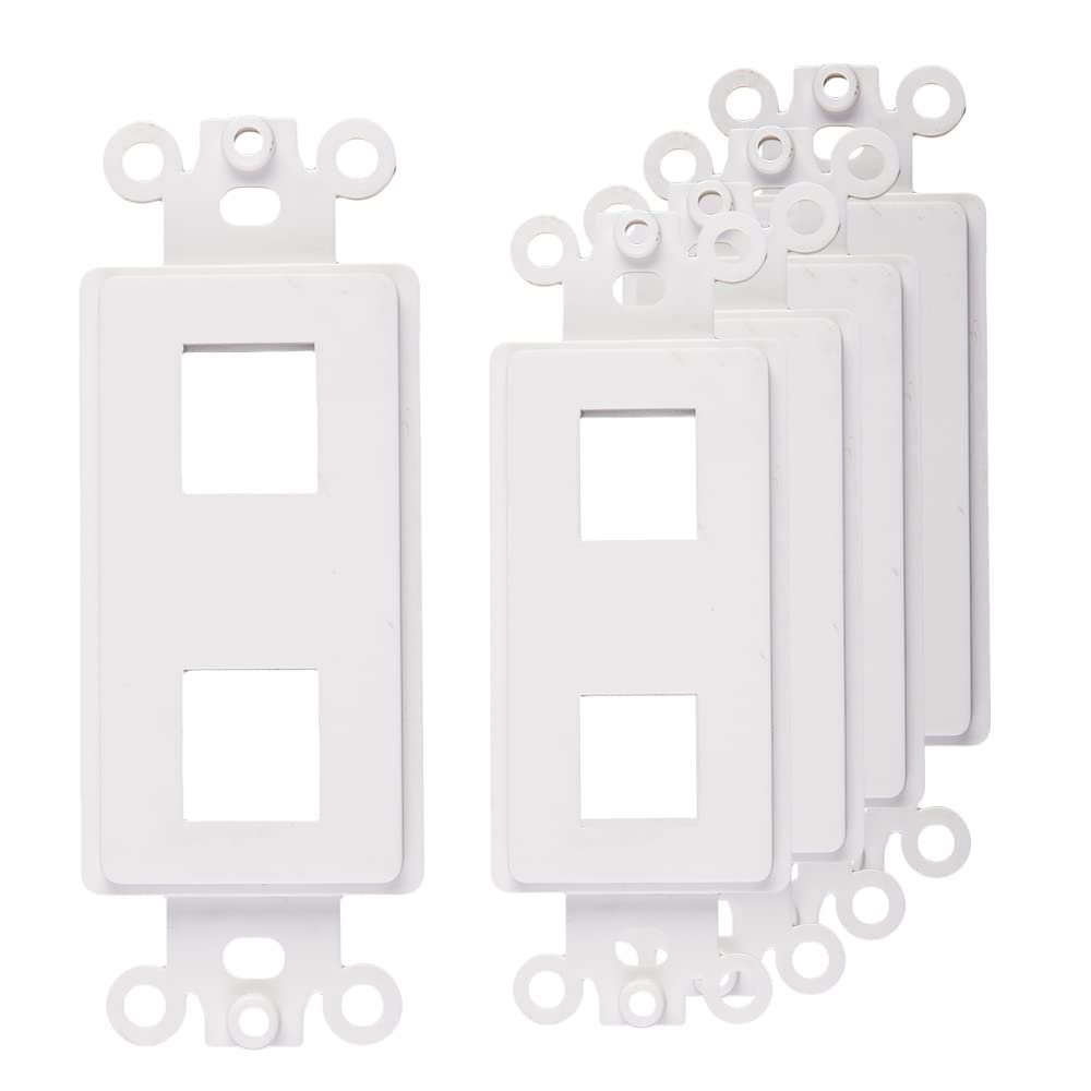 Chaosss &. 2-Port Decorator Keystone Insert, Wall Plate Adapter, 2 Port, 5 Pack White