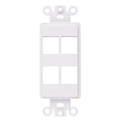 4-Port Decorator Keystone Insert, Wall Plate Adapter, 4 Port, 1 Pack White