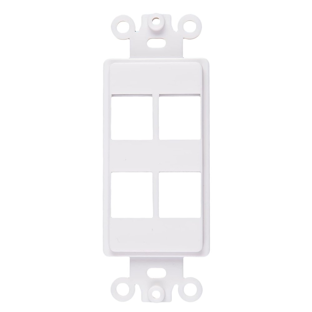 4-Port Decorator Keystone Insert, Wall Plate Adapter, 4 Port, 1 Pack White