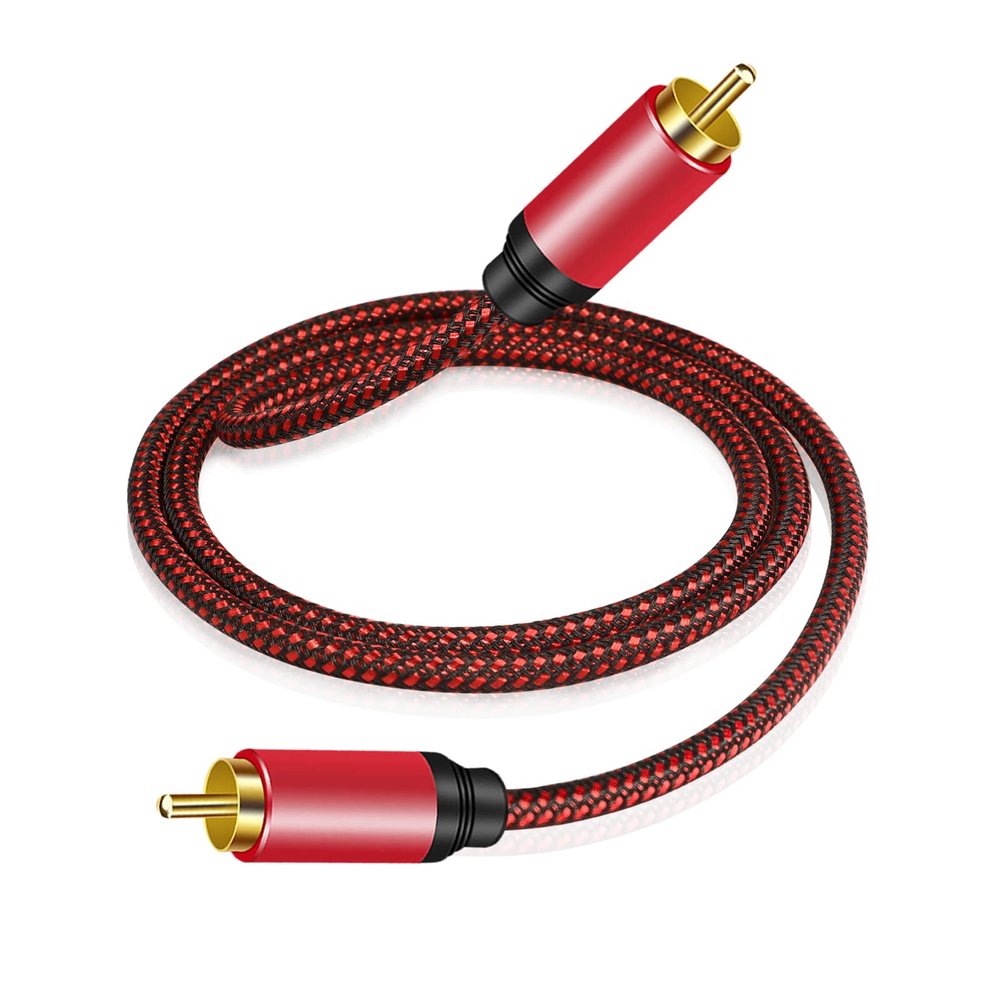 Tiierzon Digital Coaxial Audio Cable 25ft,1RCA Male to 1RCA Male Subwoofer Cable Nylon Braided RCA Video Cable for Subwoofer, Home Theater, HDTV, Hi-Fi Systems (25Ft)