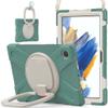 360 Rotation Case for Samsung Galaxy Tab A8 10.5" Sturdy Cover Rotate Ring Stand Shoulder Carrying Strap Hand Strap Rugged Children Adults Outdoor Case, DarkGreen view 1