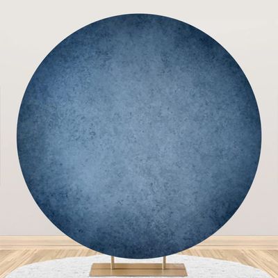 Laeacco Solid Color Round Backdrop 3x3ft Polyester Abstract Blue Pure Color Photography Background Blurry Blue Headshoot Newborn Baby Shower Birthday Party Decor Kids Adults Portrait Photo Studio