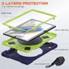 360 Rotation Case for Samsung Galaxy Tab A8 10.5" Sturdy Cover Rotate Ring Stand Shoulder Carrying Strap Hand Strap Rugged Children Adults Outdoor Case, Navy+Green view 2