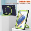 360 Rotation Case for Samsung Galaxy Tab A8 10.5" Sturdy Cover Rotate Ring Stand Shoulder Carrying Strap Hand Strap Rugged Children Adults Outdoor Case, Navy+Green view 4
