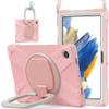 360 Rotation Case for Samsung Galaxy Tab A8 10.5" Sturdy Cover Rotate Ring Stand Shoulder Carrying Strap Hand Strap Rugged Children Adults Outdoor Case, Pink view 1