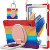 360 Rotation Case for Samsung Galaxy Tab A8 10.5" Sturdy Cover Rotate Ring Stand Shoulder Carrying Strap Hand Strap Rugged Children Adults Outdoor Case, Colourful Red view 1