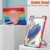 360 Rotation Case for Samsung Galaxy Tab A8 10.5" Sturdy Cover Rotate Ring Stand Shoulder Carrying Strap Hand Strap Rugged Children Adults Outdoor Case, Colourful Red view 4