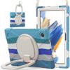 360 Rotation Case for Samsung Galaxy Tab A8 10.5" Sturdy Cover Rotate Ring Stand Shoulder Carrying Strap Hand Strap Rugged Children Adults Outdoor Case, Colourful Blue view 1