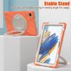 360 Rotatable Galaxy Tab A8 10.5" Case Sturdy Cover Rotate Ring Stand Shoulder Carrying Strap Hand Strap Rugged Children Adults Outdoor Case, Orange view 4