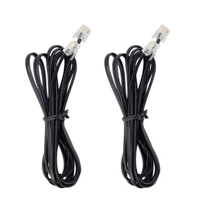 AIMIJIA Phone Cord, 6P4C Black Phone Telephone Extension Cord Cable Line Wire RJ11 6P4C Modular Plug for Landline Telephone Modem Accessory (6ft-2 Pack)