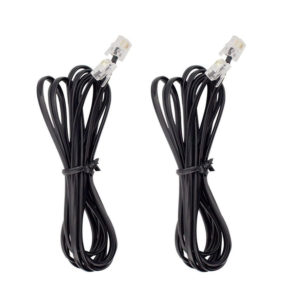 AIMIJIA Phone Cord, 6P4C Black Phone Telephone Extension Cord Cable Line Wire RJ11 6P4C Modular Plug for Landline Telephone Modem Accessory (6ft-2 Pack)