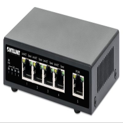 Intellinet 5-Port Poe Ethernet Switch - 62W Power Budget, Power Output up to 30W Per Port, Unmanaged, Wall Mountable, Fanless - for Computer Networking Hub, Desktop, 3 Yr Mfg Warranty  561839