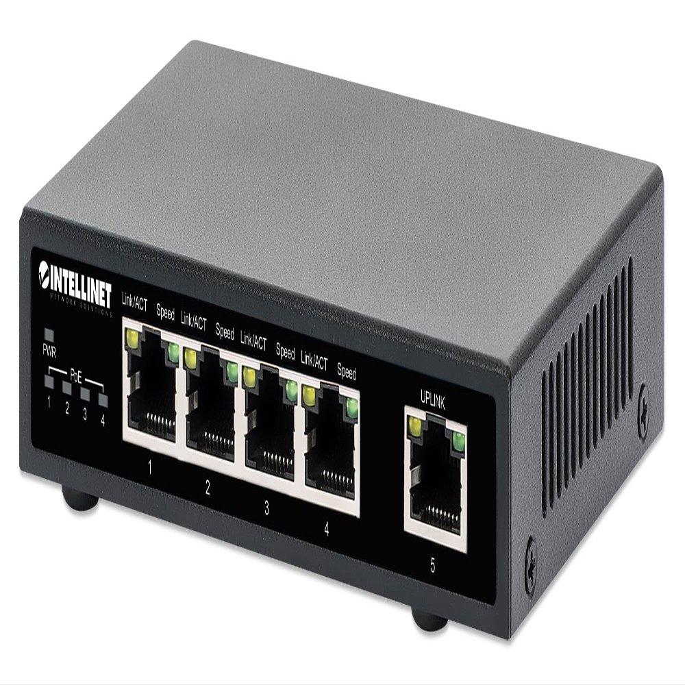 Intellinet 5-Port Poe Ethernet Switch - 62W Power Budget, Power Output up to 30W Per Port, Unmanaged, Wall Mountable, Fanless - for Computer Networking Hub, Desktop, 3 Yr Mfg Warranty  561839
