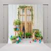 10x10ft(300x300cm) Spring Easter Photography Backdrops Wood Barn Eggs Flowers Happy Easter Background for Photo view 1