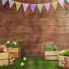 10x10ft(300x300cm) Easter Backdrops for Photography Fabric Backdrop Rustic Grass Ground Colorful Flag Backdrops for Children,Studio,Party Brown Wood Wall Photo Studio Shooting view 2