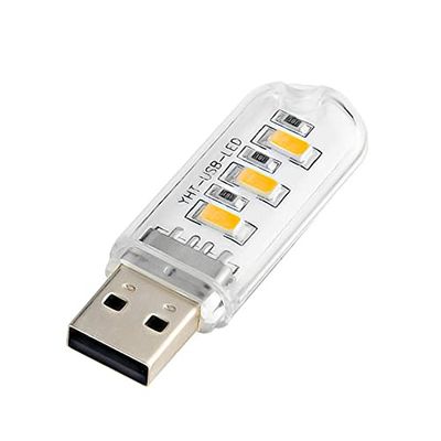 Fengyan Home Bulbs 2pcs Mini Usb LED Flashlight 3LED 8LED Work Light Portable Torch Lamp White Warm White Reading Light USB Charging Computer Light Household Lamp ( Color : Warm White , Size : 3 LED )