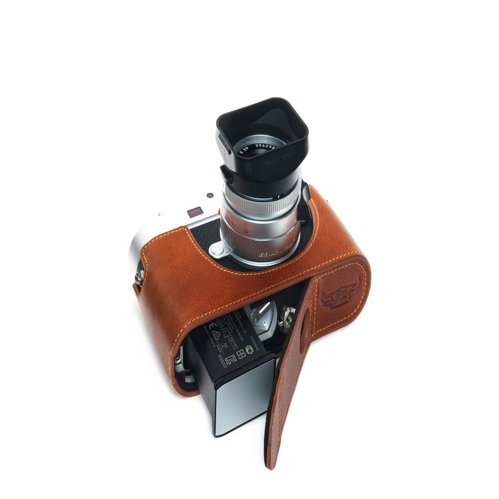 TP Original Handmade Genuine Real Leather Half Camera Case Bag Cover for Leica M11 Bottom Open Version Rufous Color