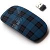 2.4G Wireless Mouse with Cute Pattern Design for All Laptops and Desktops with Nano Receiver - Blue Black Tartan Scottish view 1