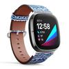 CJBROES Replacement Leather Watch Band, Compatible with Fitbit Versa 3 and Fitbit Sense of Wristband Bracelet Accessory - Tropical-Frangipani-Beach-Palms view 2