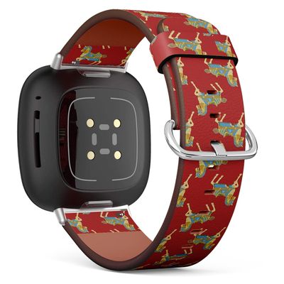CJBROES Replacement Leather Watch Band, Compatible with Fitbit Versa 3 and Fitbit Sense of Wristband Bracelet Accessory - Geometrical-Ornate-Vintage