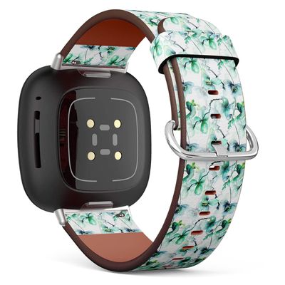 CJBROES Replacement Leather Watch Band, Compatible with Fitbit Versa 3 and Fitbit Sense of Wristband Bracelet Accessory - Beautiful-Orchid-Watercolor